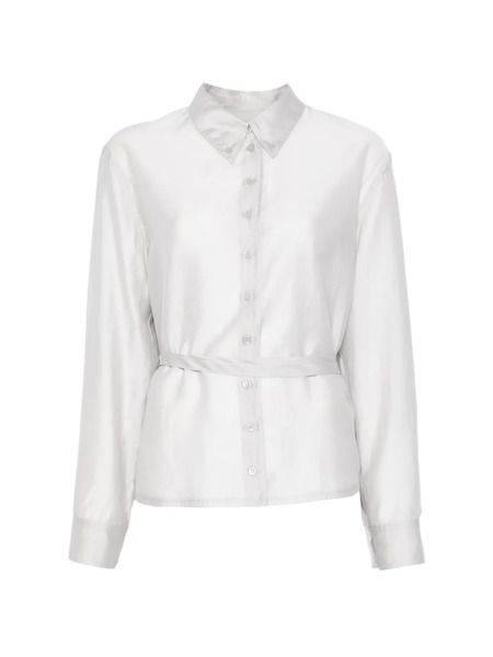  Low Classic Sheer Shirred Blouse - Grey 