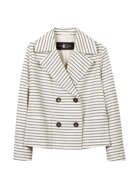  Luisa Cerano Striped Double-breasted Jacket - Neutrals 