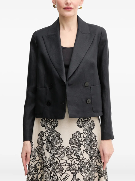  Luisa Spagnoli Double-breasted Linen Jacket - Black 