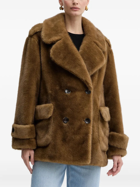  Luisa Spagnoli Double-breasted Pocket Coat - Brown 