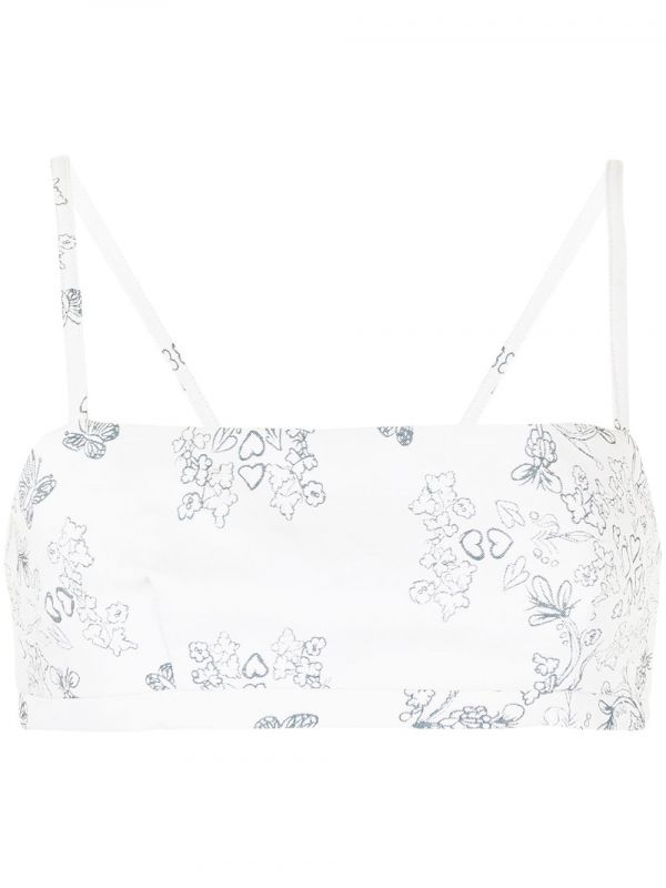  Macgraw Abbey Printed Crop Top - White 