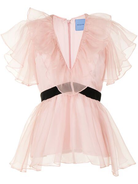  Macgraw Chandelier Peplum V-neck Blouse - Pink 