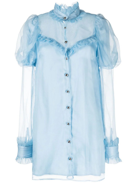  Macgraw Lighthouse Ruffled Silk Dress - Blue 