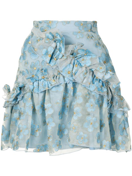  Macgraw Souffle Ruffle Trim Mini Skirt - Blue 