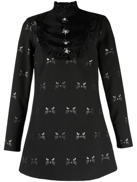  Macgraw Tempo Patterned Jacquard Mini Dress - Black 
