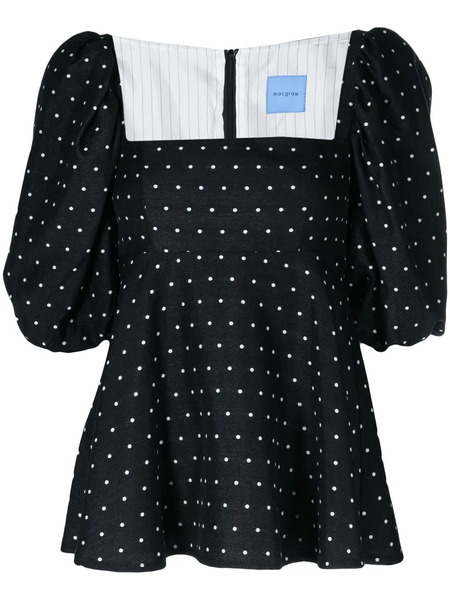  Macgraw Vienna Polka-dot Puff Blouse - Black 
