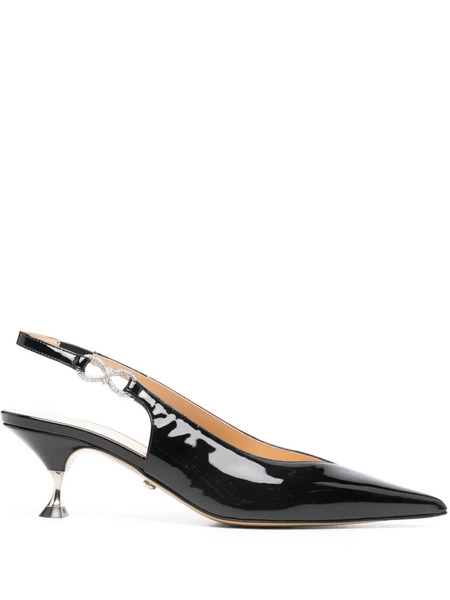  Mach & Mach 60mm Crystal-bow Slingback Pumps - Black 