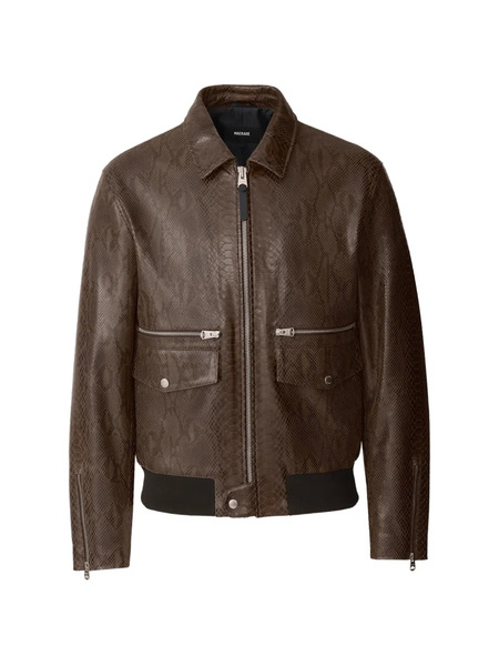  Mackage Jakari-snk Snakeskin-effect Zipped Leather Jacket - Brown 