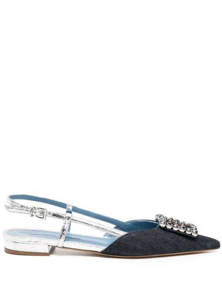  Madison.maison Flat Crystal-embellishment Slingback Pumps - Blue 