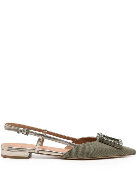  Madison.maison Khaki/gold Sling Back Flat - Green 