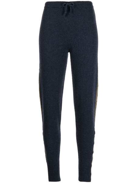  Madison.maison Laminated-stripe Cashmere Trousers - Blue 