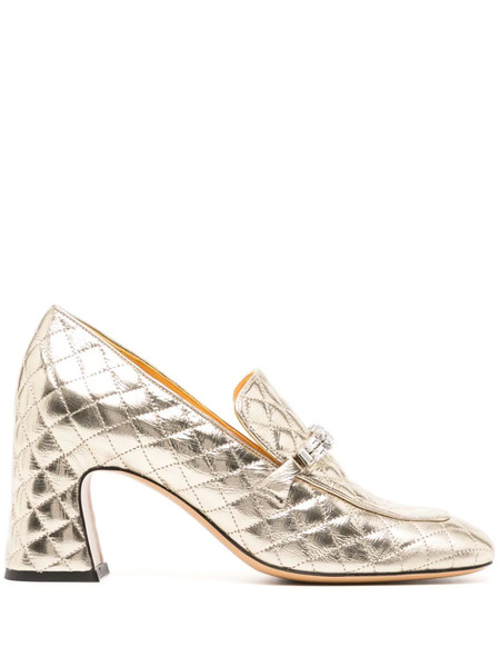  Madison.maison 70mm Quilted Leather Pumps - Gold 