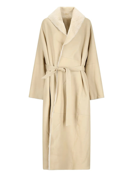  Magda Butrym Belted Leather Coat - Neutrals 