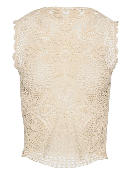  Magda Butrym Crochet Round-neck Top - Neutrals 