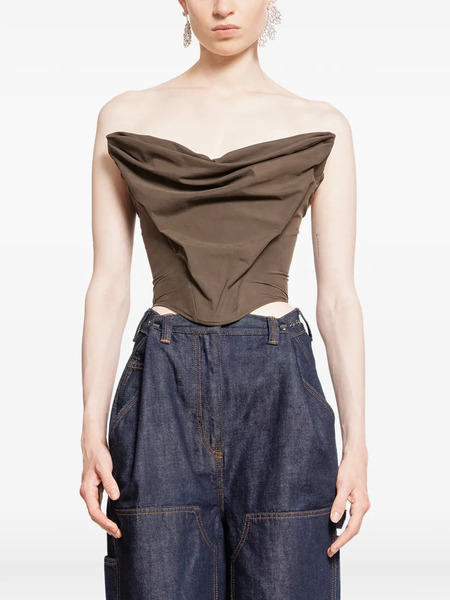  Magda Butrym Draped Corset Top - Brown 
