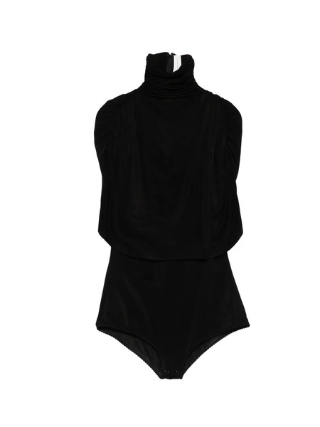  Magda Butrym Draped High-neck Bodysuit - Black 