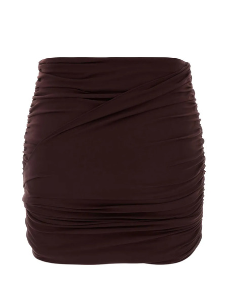  Magda Butrym Draped Ruched Mini Skirt - Brown 