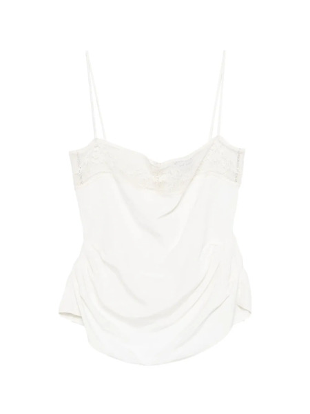  Magda Butrym Lace Ruched Top - Neutrals 