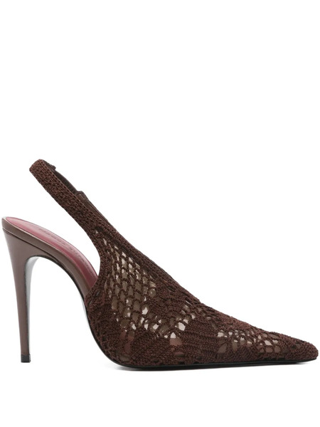  Magda Butrym 100mm Slingback Knitted Pumps - Brown 