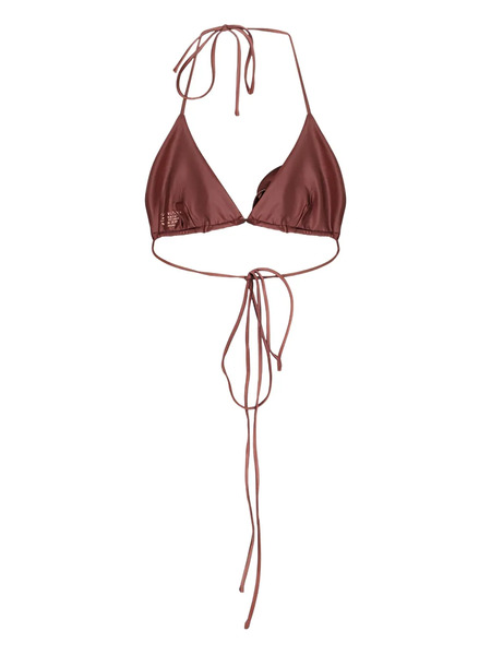  Magda Butrym Rose-embellished Triangle Bikini Top - Brown 