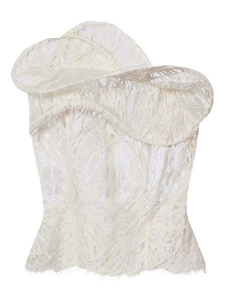  Magda Butrym Ruffled Lace Corset Top - Neutrals 