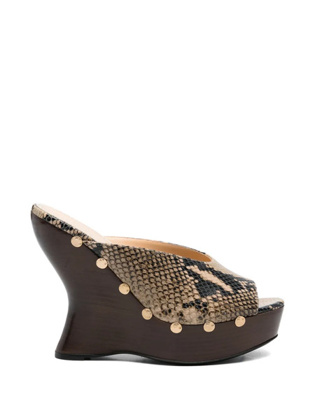  Magda Butrym Snakeskin Studded Sandals - Neutrals 
