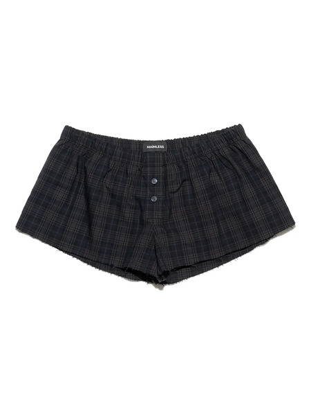  Mainless Plaid Button-front Shorts - Blue 