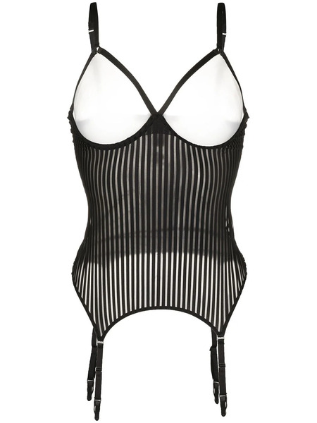  Maison Close Cupless Striped Bodice - Black 