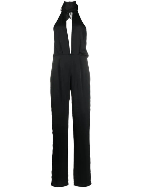  Maison Close Open-back Satin Jumpsuit - Black 