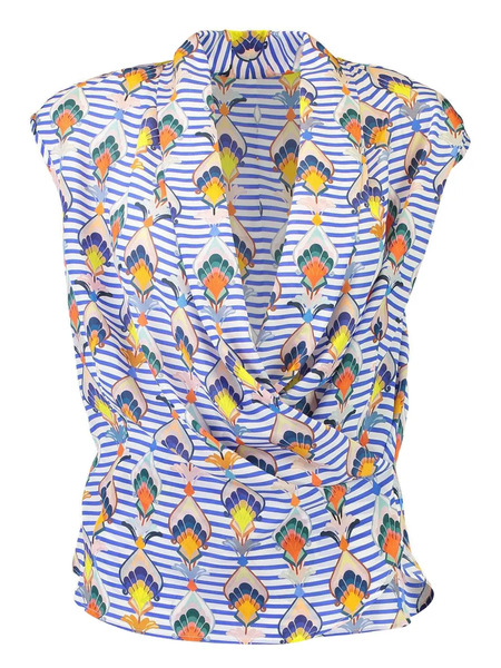  Maison Common Stripe-pattern Blouse - Blue 