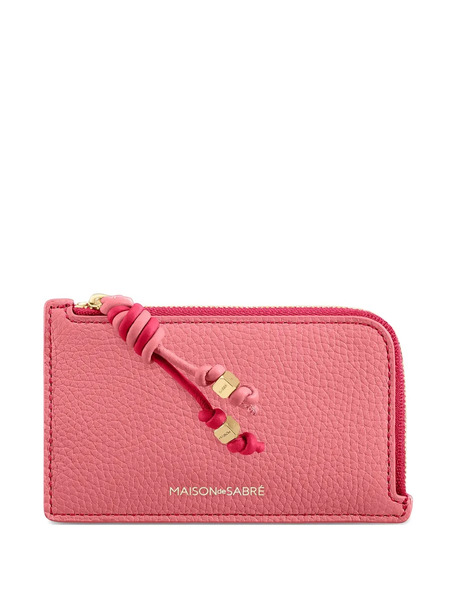  Maison De Sabré Zip Pebbled Leather Card Holder - Pink 