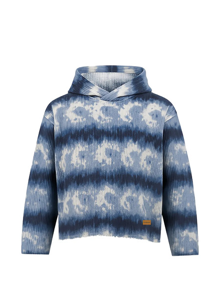  Maison Hideout Cloud Pattern Cropped Hoodie - Blue 