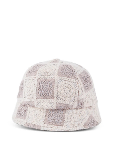  Maison Hideout Flower Pattern Crochet Hat - White 