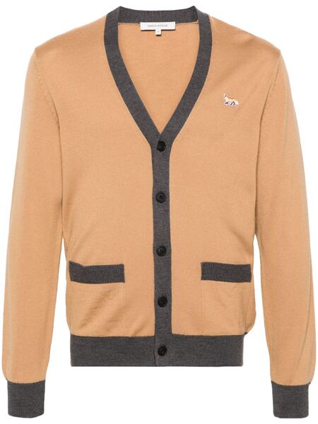  Maison Kitsuné Baby Fox-patch Wool Cardigan - Neutrals 