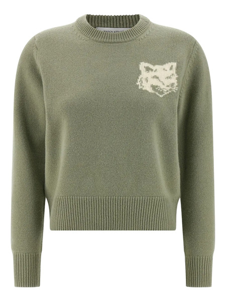  Maison Kitsuné Contrast Fox Head Sweater - Green 