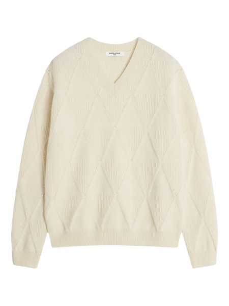  Maison Kitsuné Diamond-pattern Wool Sweater - Neutrals 