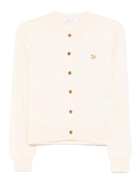  Maison Kitsuné Fox-embroidered Buttoned Cardigan - Neutrals 