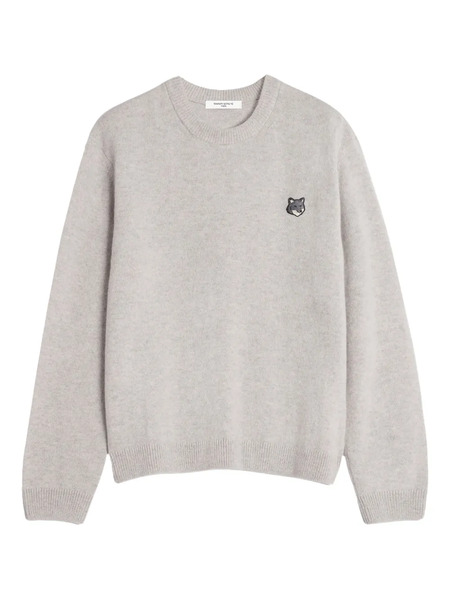  Maison Kitsuné Fox-embroidered Wool Sweater - Grey 