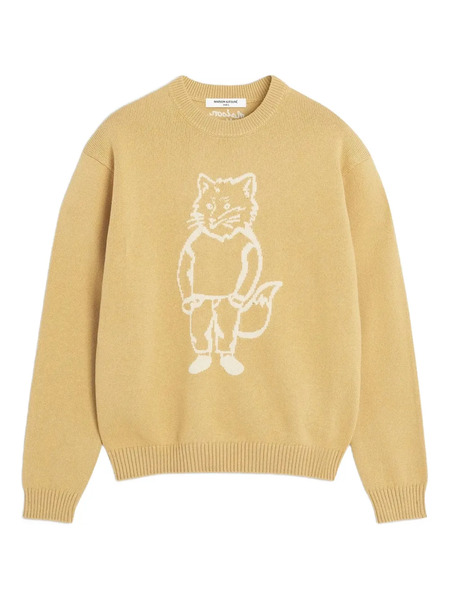  Maison Kitsuné Fox-intarsia Wool Sweater - Yellow 