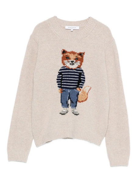  Maison Kitsuné Fox-motif Sweater - Neutrals 