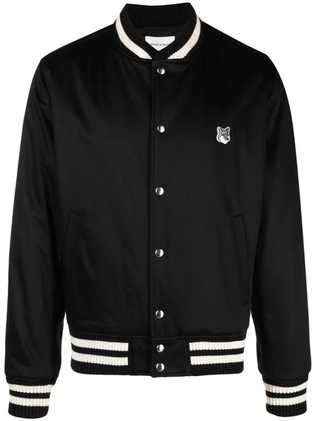  Maison Kitsuné Fox-patch Satin Bomber Jacket - Black 