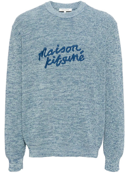  Maison Kitsuné Handwriting Logo-embroidered Jumper - Blue 
