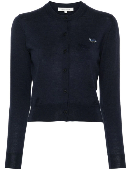  Maison Kitsuné Logo-embroidered Wool Cardigan - Blue 