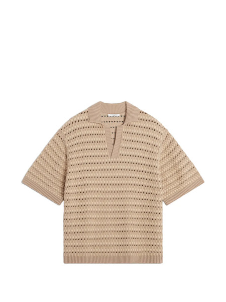  Maison Kitsuné Open-knit Polo Shirt - Neutrals 