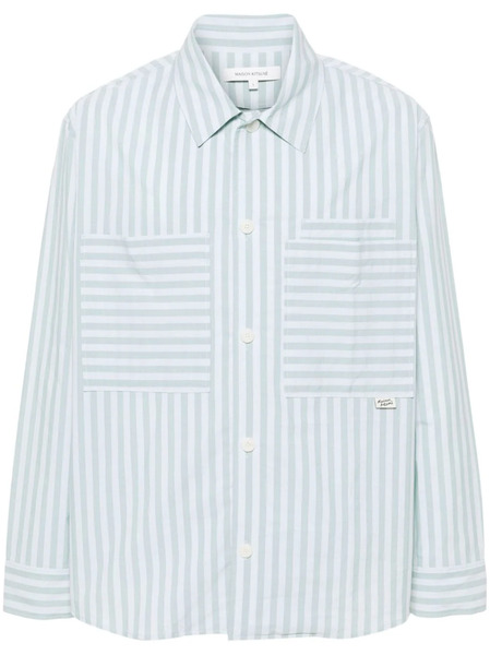  Maison Kitsuné Striped Cotton Shirt - Blue 