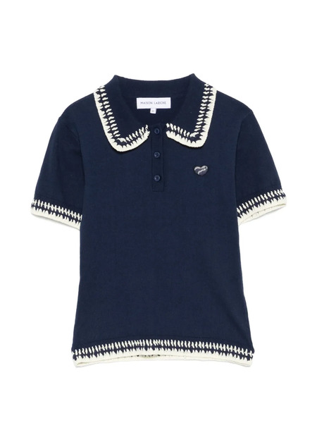  Maison Labiche Caillavet Crocheted-collar Polo Shirt - Blue 