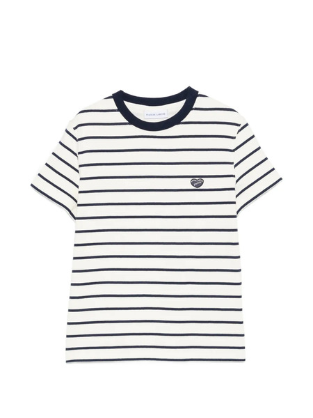  Maison Labiche Clavery Striped Appliqué T-shirt - Neutrals 