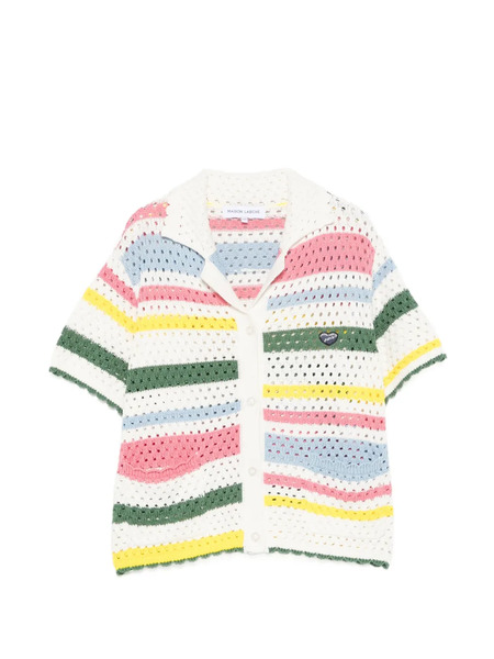  Maison Labiche Souchier Striped Knit Shirt - White 