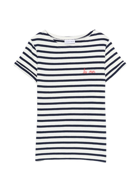  Maison Labiche Striped Embroidered T-shirt - White 