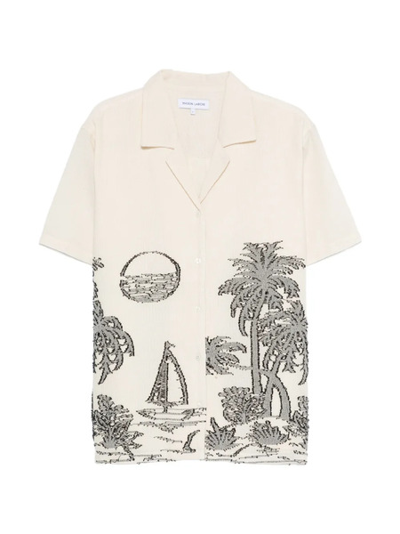  Maison Labiche Tree-embroidered Shirt - Neutrals 